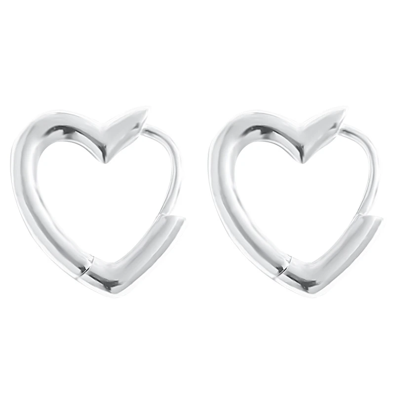 925银耳饰 s925银耳扣式耳环 气质韩国简约个性爱心耳钉女 心