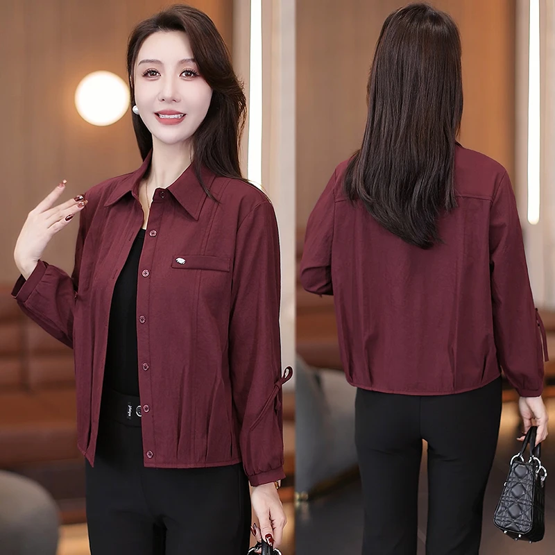 长袖衬衫女2025年秋季新款时尚气质减龄上衣遮肚显瘦百搭洋气小衫