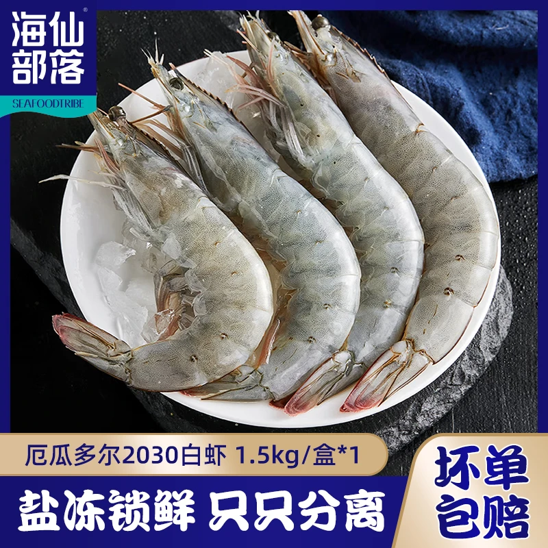 厄瓜多尔白虾（2030规格）新鲜盐冻大虾只只分离 1.5KG/盒 Y