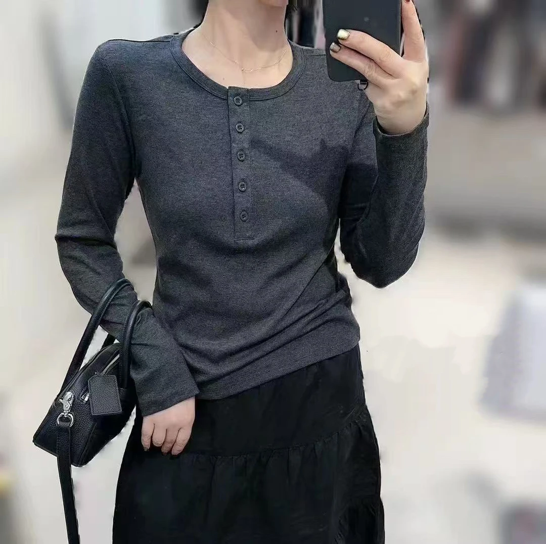 【9806】贝#休闲百搭圆领修身上衣
