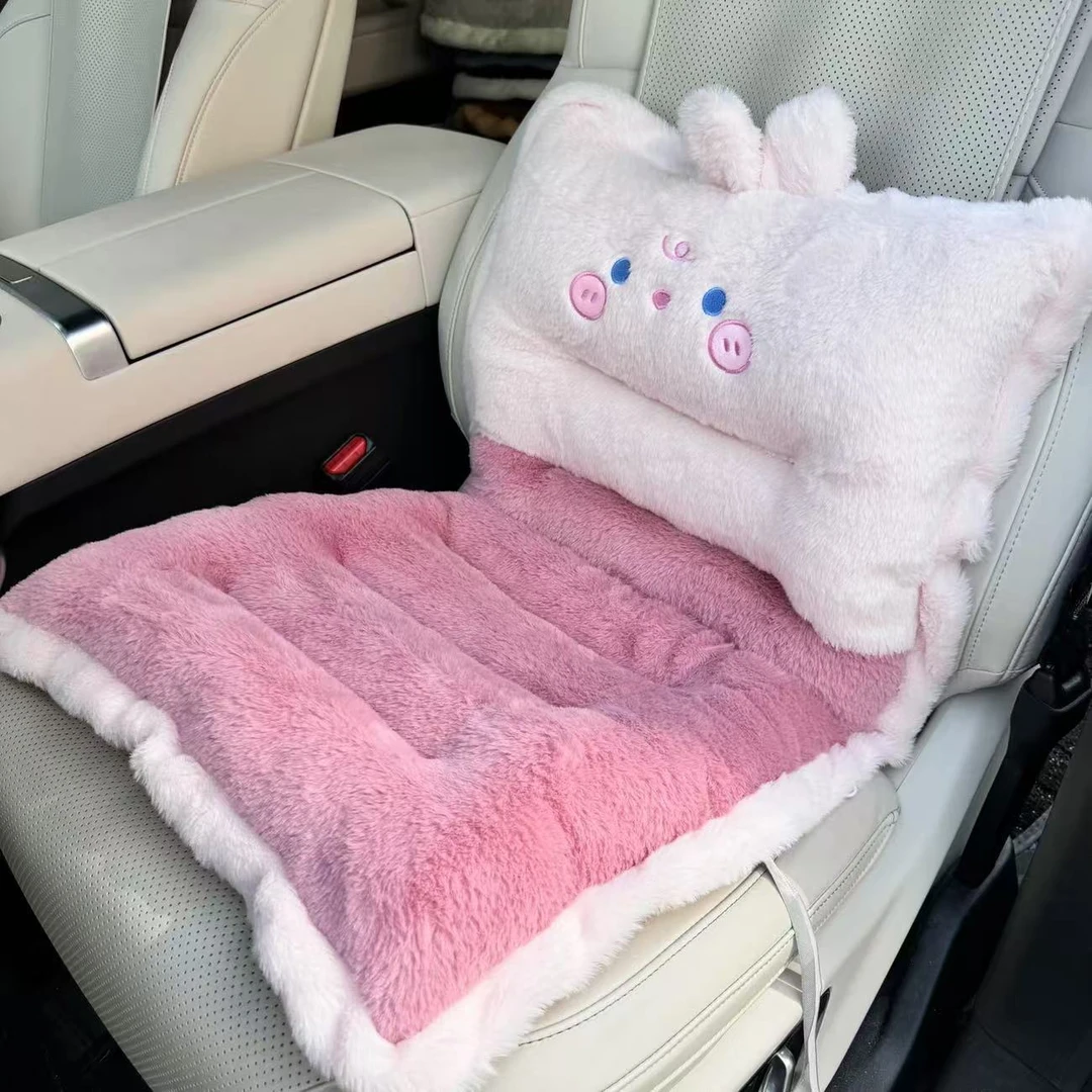 三轮车改造装饰品靠背垫一体后排防寒冬季保暖汽车通用毛绒坐垫JY