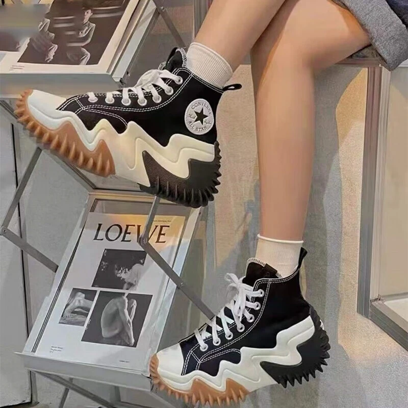 匡威帆布鞋女鞋未来电波运动厚底增高松糕鞋高帮休闲鞋171545C