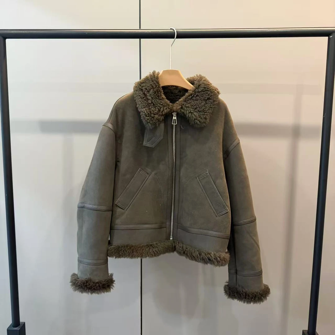 【晴晴推荐】｜25FW 1075 西班牙美丽奴原胚反绒羊皮毛一体皮草外套