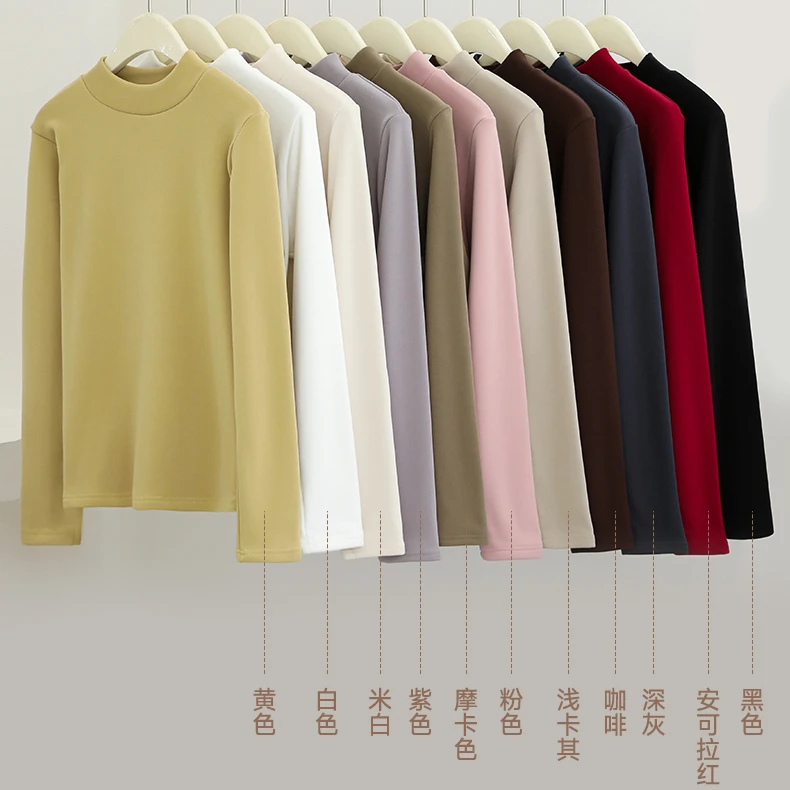 B 门店24&9！暖肌打底衫」樱花绒软糯加厚保暖半高领内搭上衣C25074