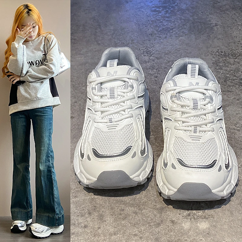 透气运动休闲鞋休闲鞋时尚休闲鞋ins女鞋圆头运动鞋