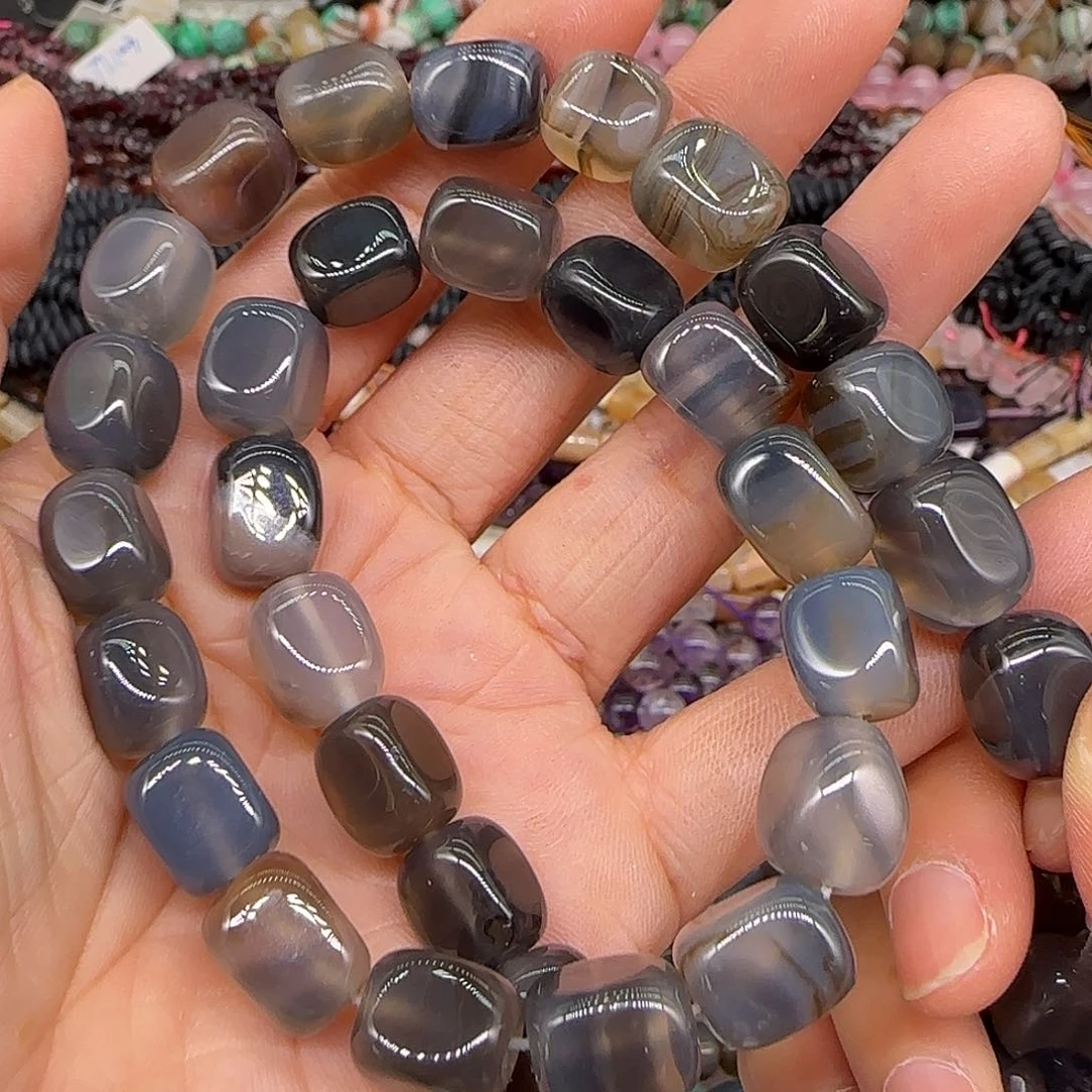 玛瑙/玉髓合金珠宝半成品飘花老玛瑙8mm一条方块一条