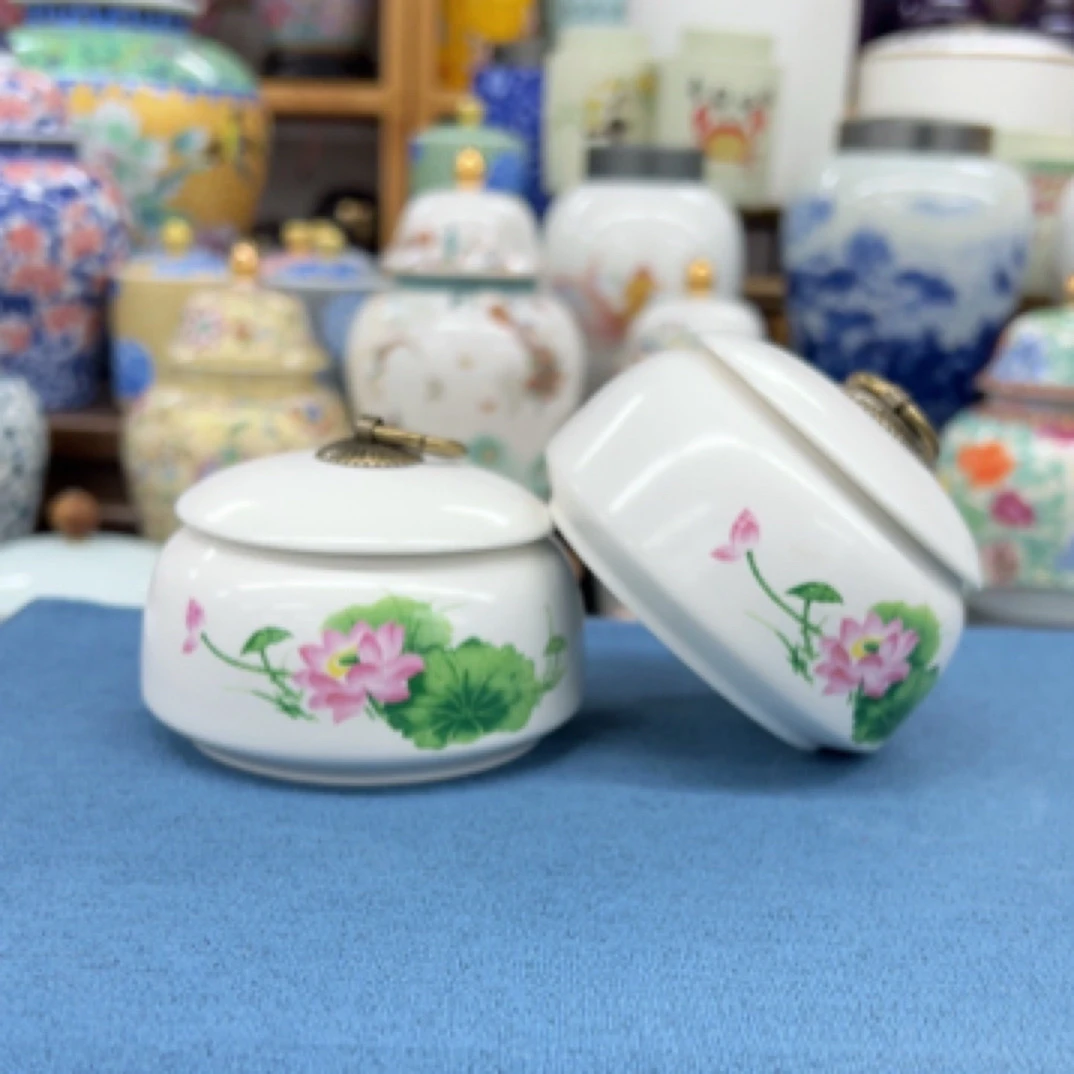 迷你小型茶叶罐陶瓷密封罐香粉罐一罐多用