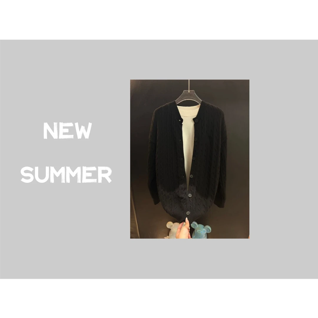 VOUTION（LIN1109）25秋冬拼接刺绣长袖开衫毛衣