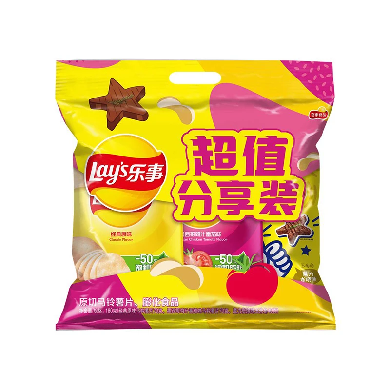 乐事原味+番茄味+妙脆角魔力炭烧味组合包180g