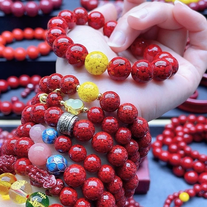 天然辰砂晶体沙卡12加一颗雄黄