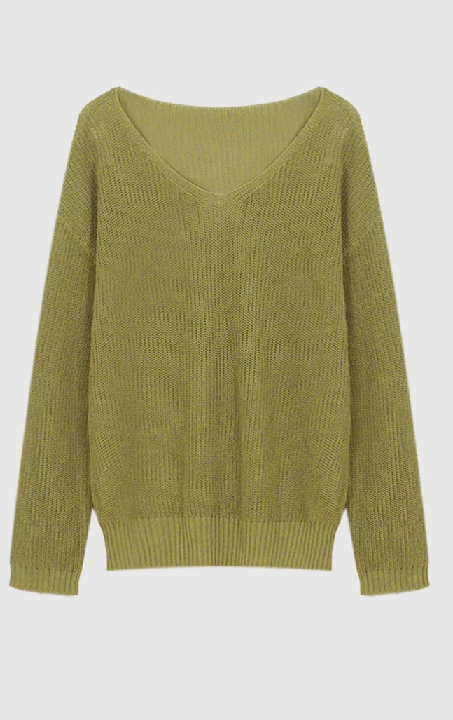 【可可专属】亚麻混纺纱慵懒风洋气出行针织衫女51Z231573