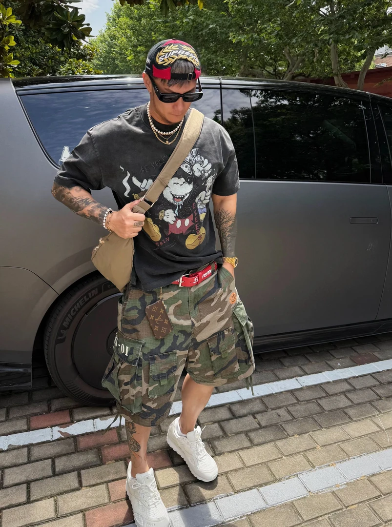 bs哨兵01机械师多袋工装迷彩裤轻奢痞帅痞帅美式男生衣服高级感