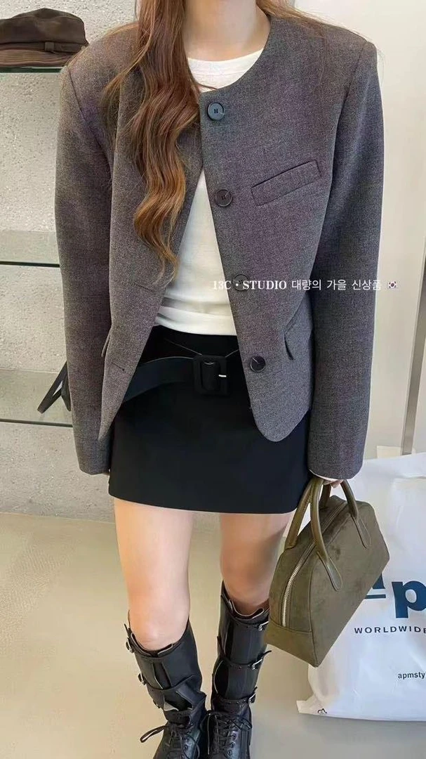 米古古 13C #3558-福 韩版气质轻熟贵气百搭外套（衣长53）