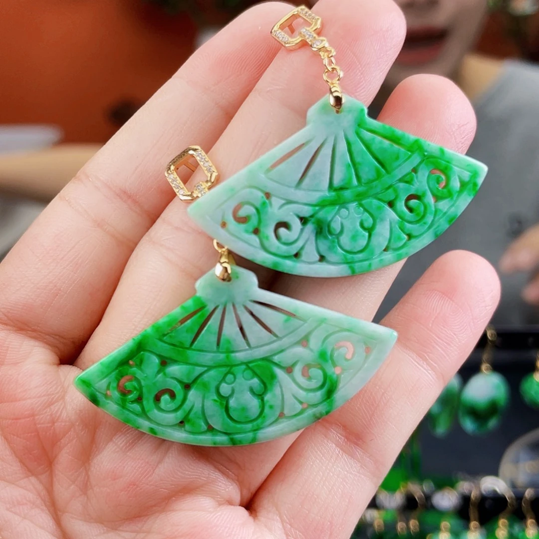 翡翠银S925镶嵌耳饰