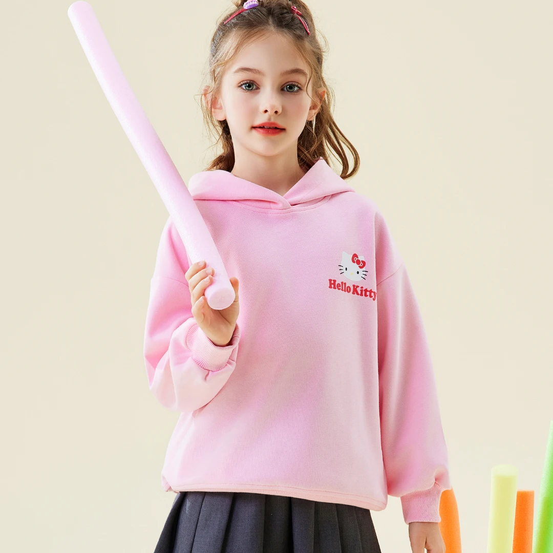 HELLO KITTY/凯蒂猫儿童长袖连帽卡通卫衣25新款休闲洋气女宝童装