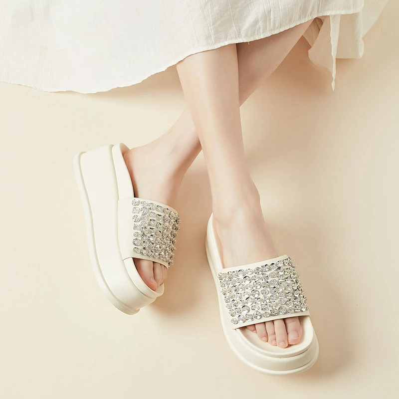 增高7CM  2024年夏季露趾凉拖凉鞋女士外穿厚底休闲凉拖鞋C830-2