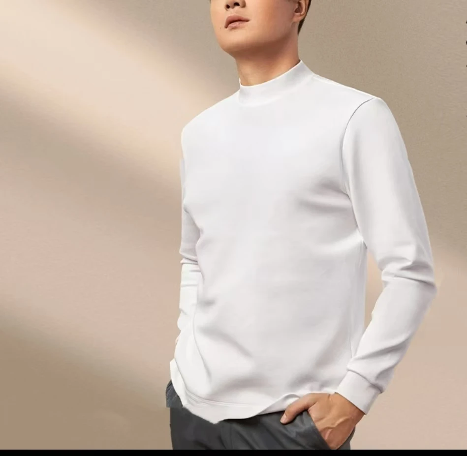 重磅莫代尔超舒服轻柔高级男士圆领T恤卫衣百搭加绒打底衫