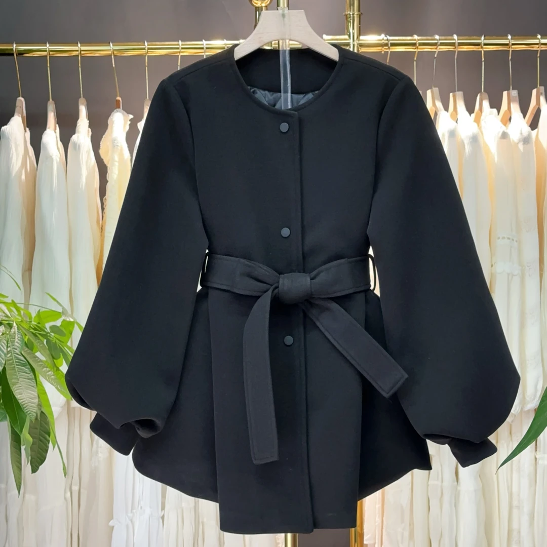 【A9307】毛呢大衣外套女2025秋冬新款时尚气质毛呢外套