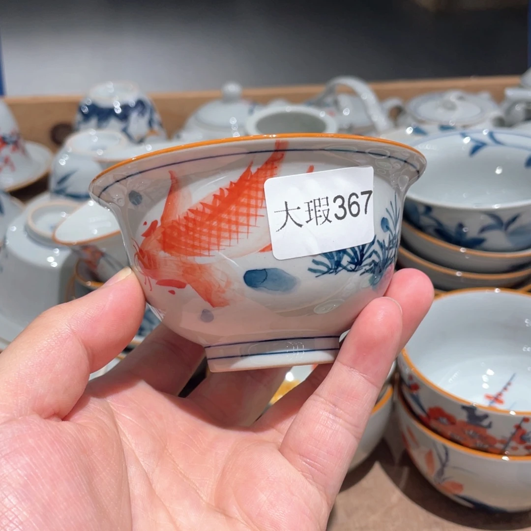 釉下手绘茶具微瑕