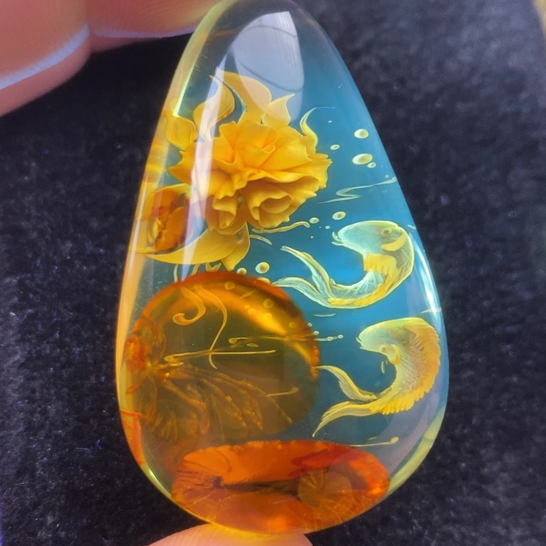 琥珀（花珀）未镶嵌吊坠(不含链)