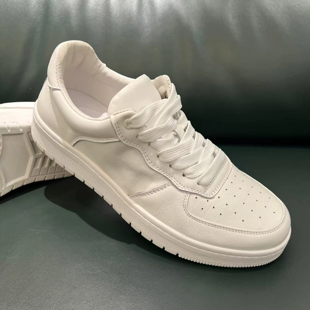 男士时尚运动休闲板鞋百搭真皮潮流低帮男款秋季白色潮鞋0002