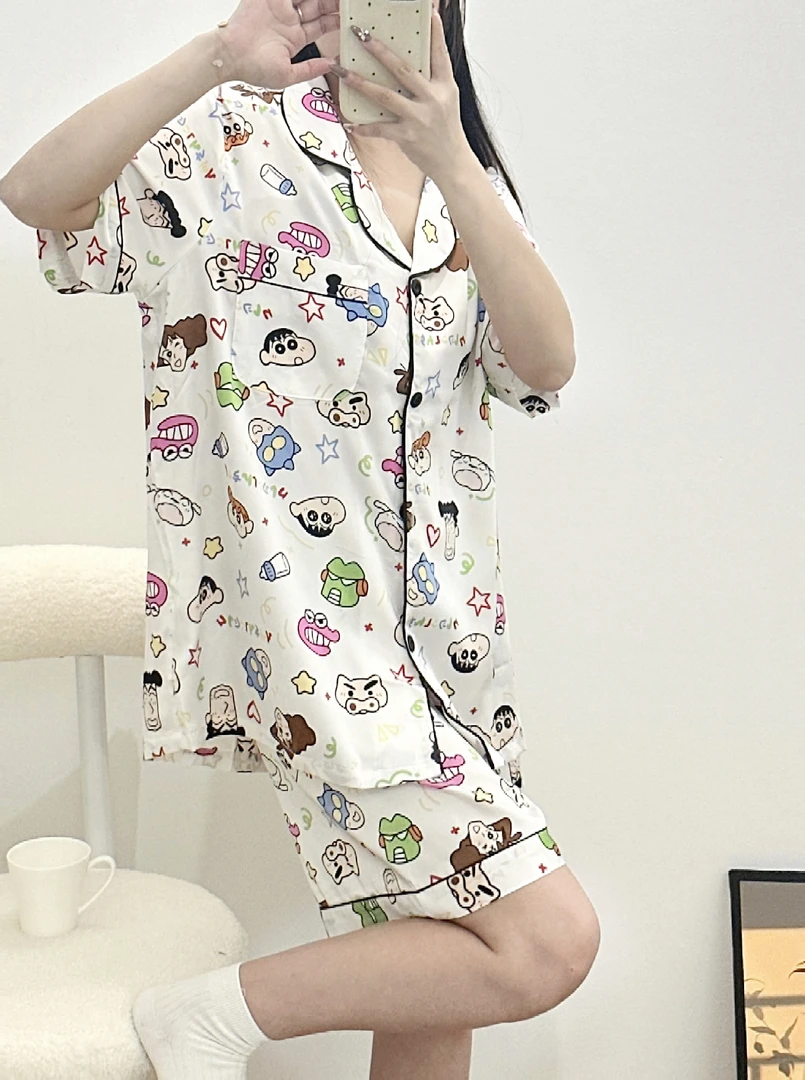 爆款可外穿短裤短袖睡衣冰丝大码黑色薄款加肥加大胖mm家居服套装