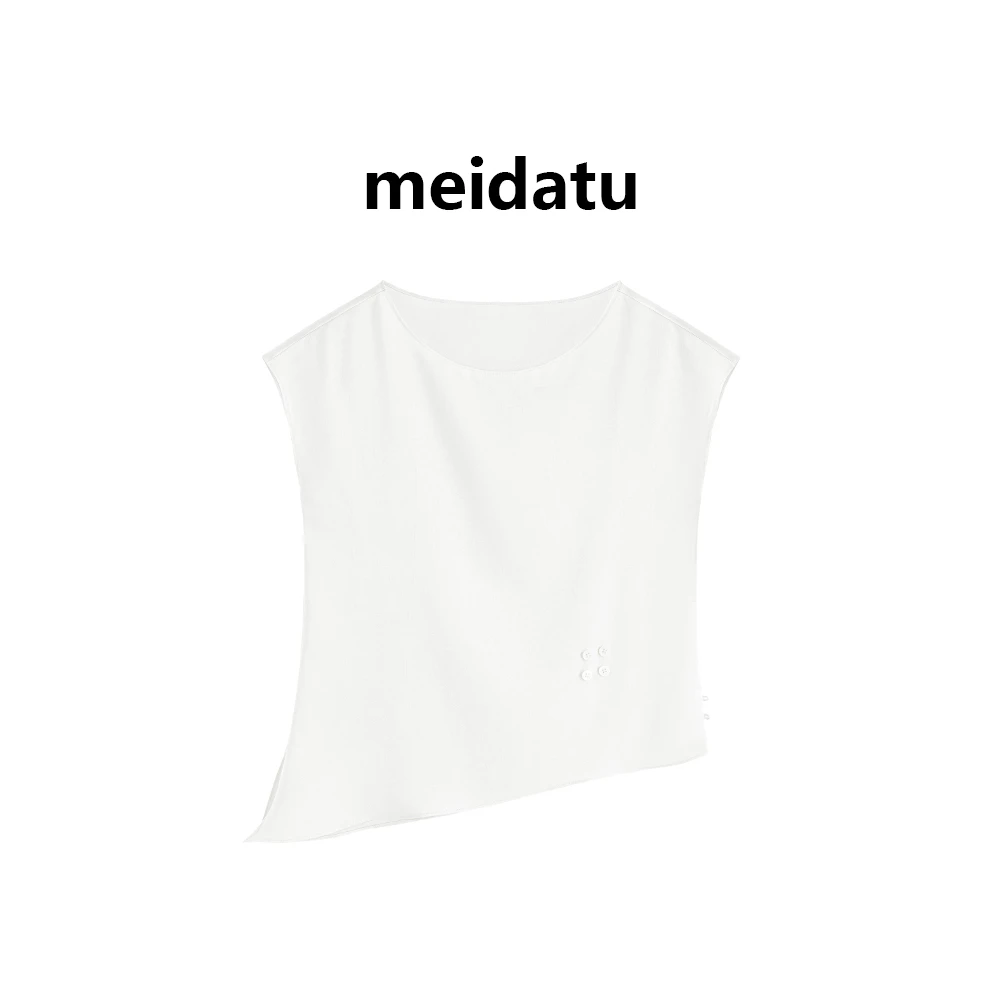 美哒兔（洋槐白梨）优雅不规则缎面上衣（高个子版）BK1435-9HG