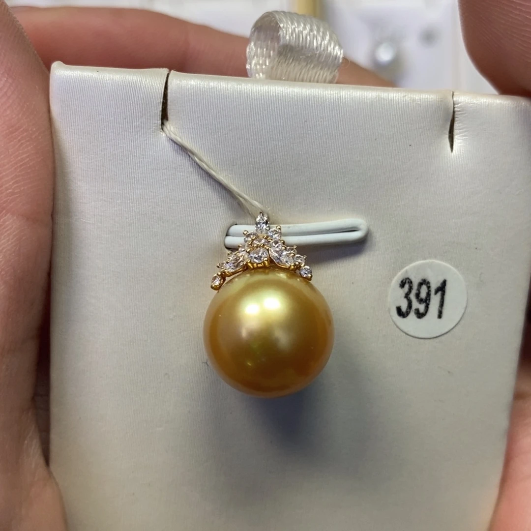 吊坠(不含链)18K金镶嵌海水珍珠