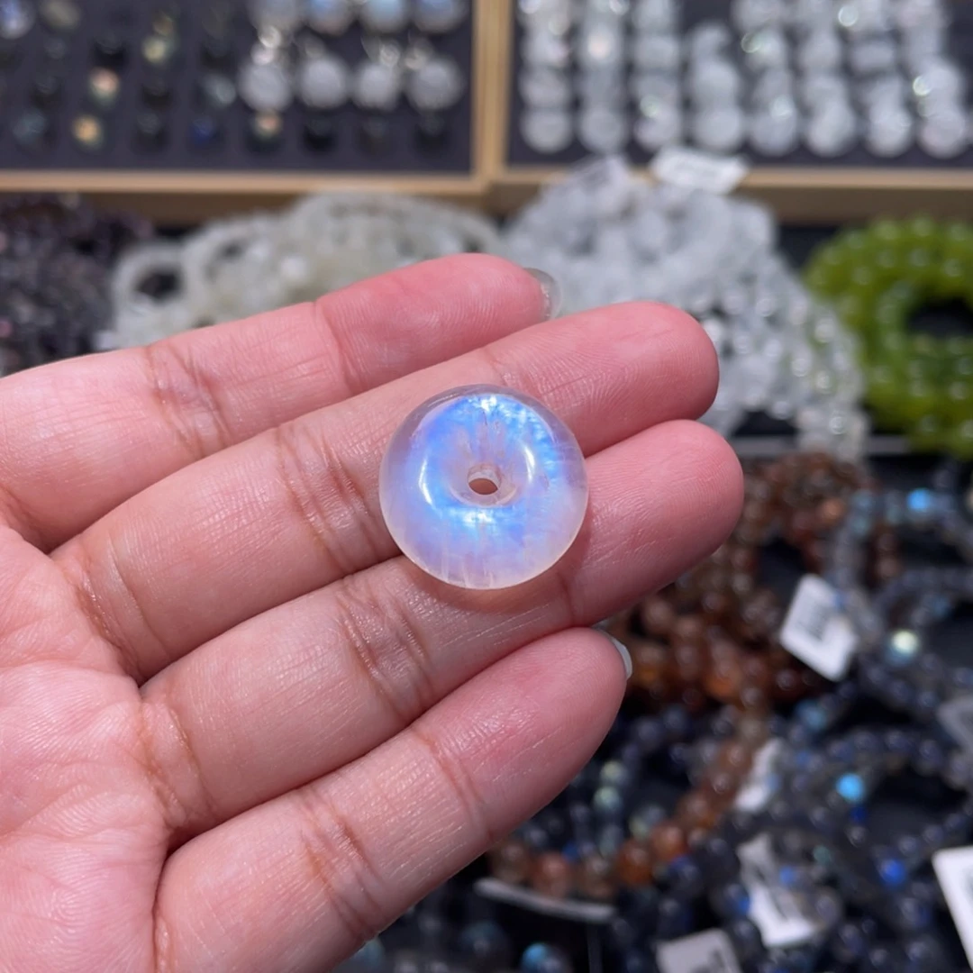 月光石颈饰未镶嵌A**图蓝月光平安扣直径19mm