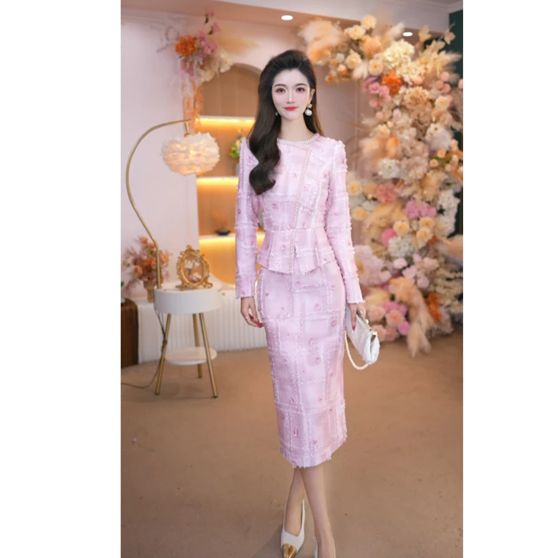 2025秋冬新款修身漂亮出片衣服高级感长袖法式包臀连衣裙女25139