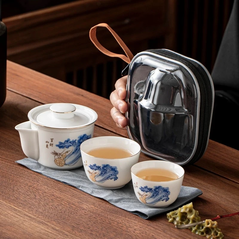 如意百财 白菜【手抓壶】+2杯-快客杯 C0546