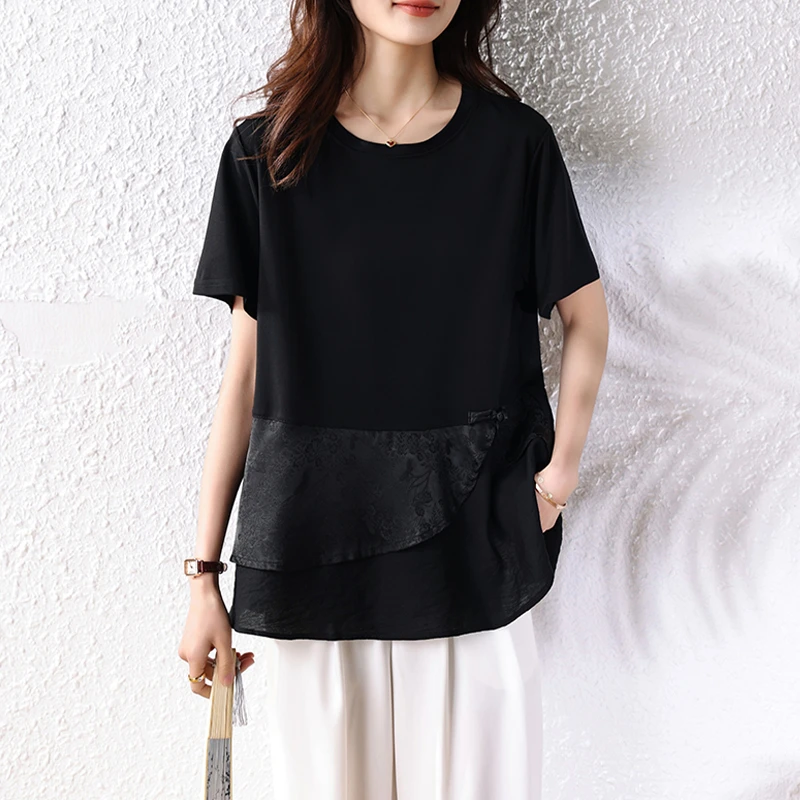 【女神新衣】2025夏季新款胖妹妹时尚减龄宽松显瘦T恤上衣