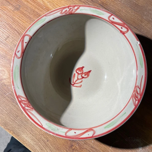 中式复古陶瓷加厚碗厨房家用大汤碗大碗老式手绘创意米饭碗搪瓷