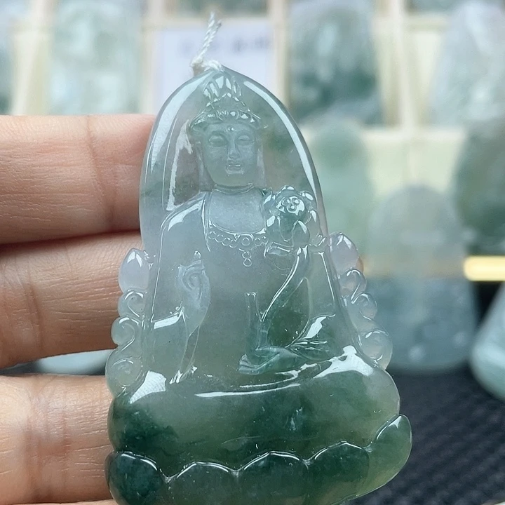 颈饰未镶嵌翡翠天然翡翠A货素衣观音