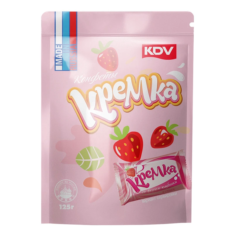 KDV草莓奶油味硬糖125g小包
