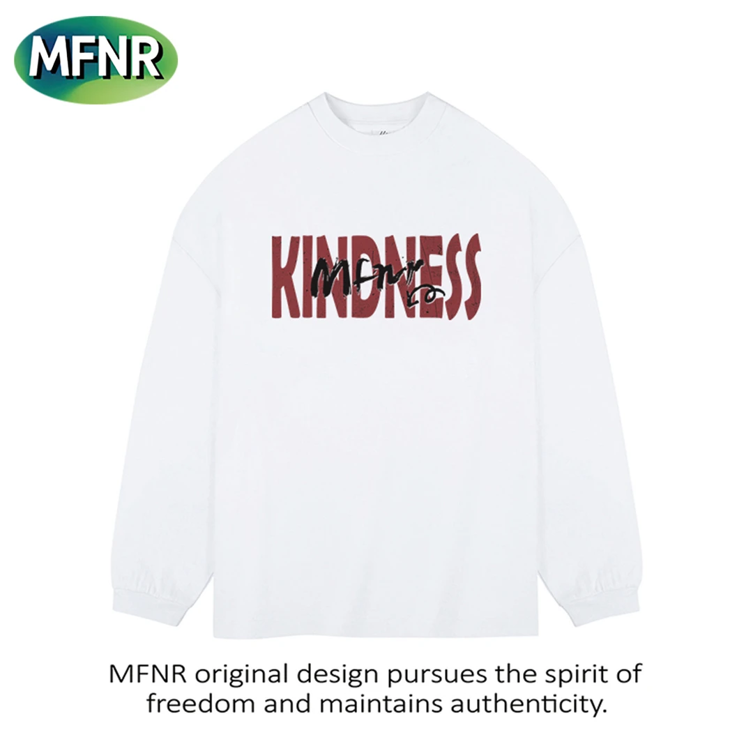 美式复古高街设计感重磅纯棉圆领长袖人像男宽松小众潮牌T恤上衣