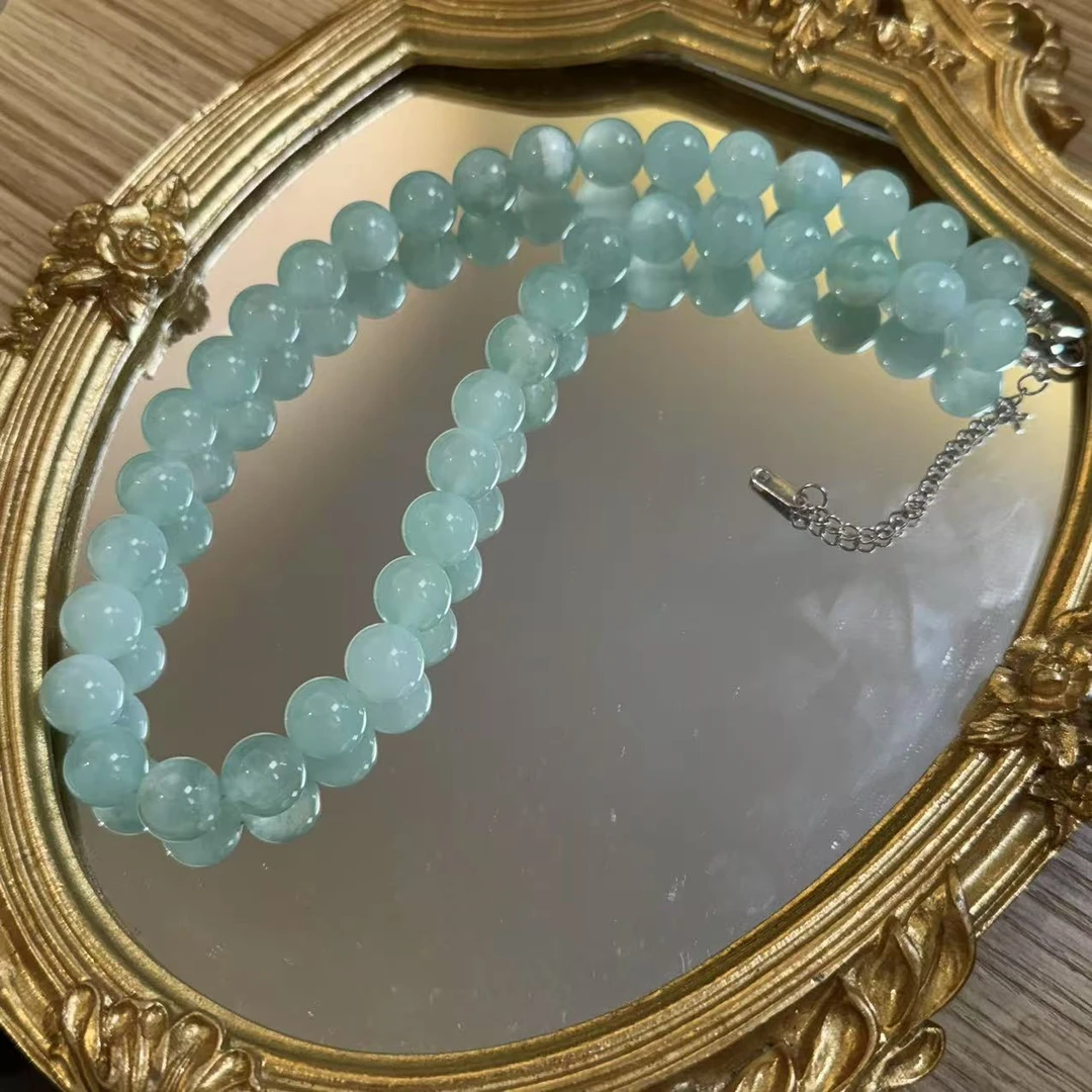 XY69-1 12mm天然岫玉蓝冰天青冻暴风雪 多样性发其一