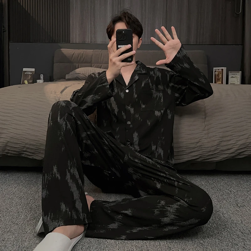 2025新款男士睡衣春秋季锁温棉长袖长裤秋冬款家居服大码休闲套装
