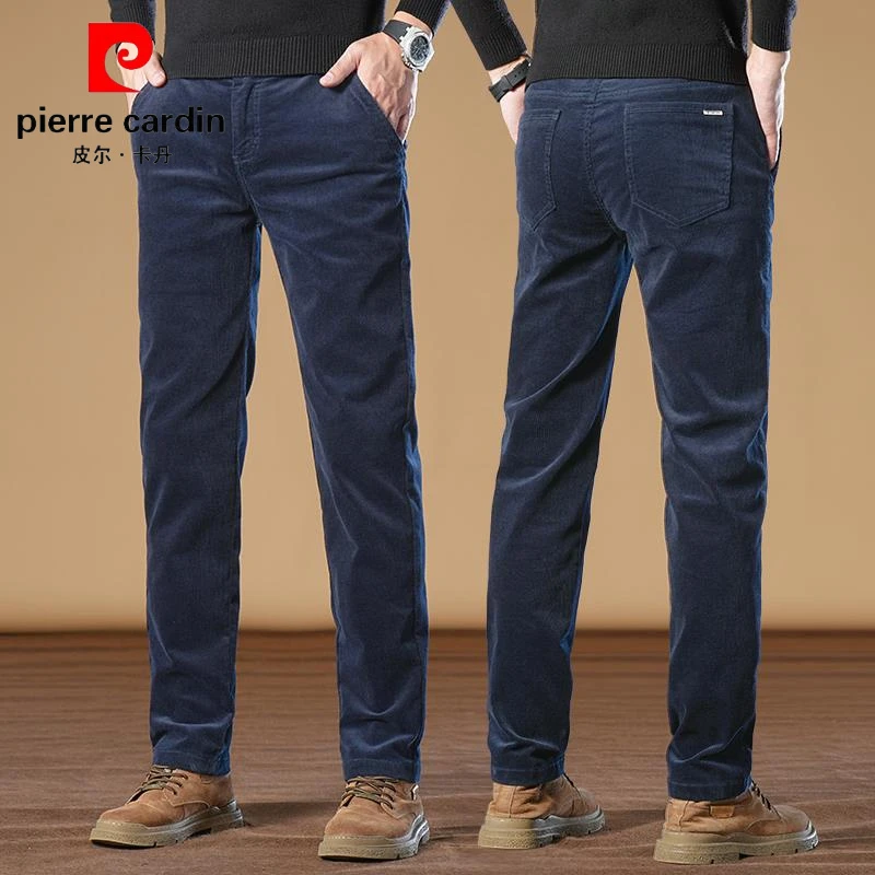 皮尔卡丹灯芯绒休闲裤男秋冬厚款男士商务直筒中年爸爸保暖长裤子