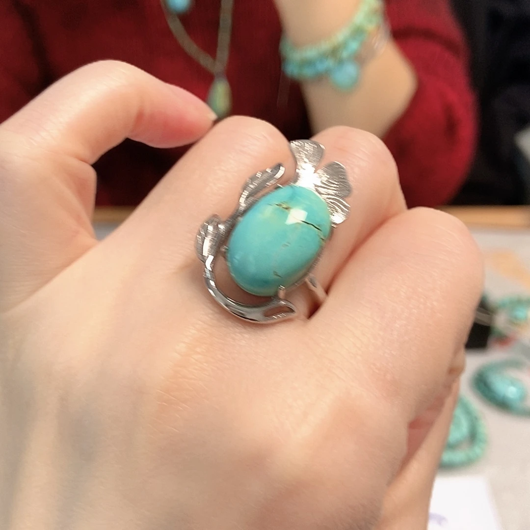 绿松石银S925镶嵌珠宝奇石