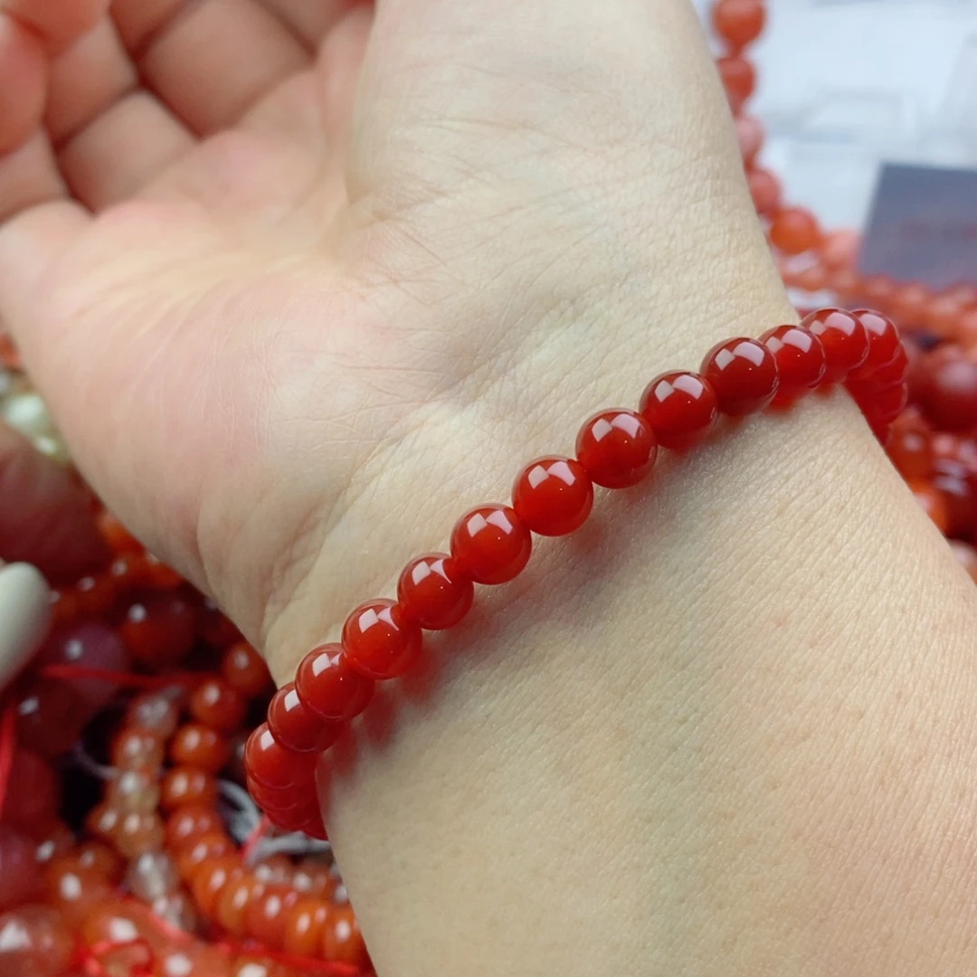 南红玛瑙未镶嵌手链卡6.1