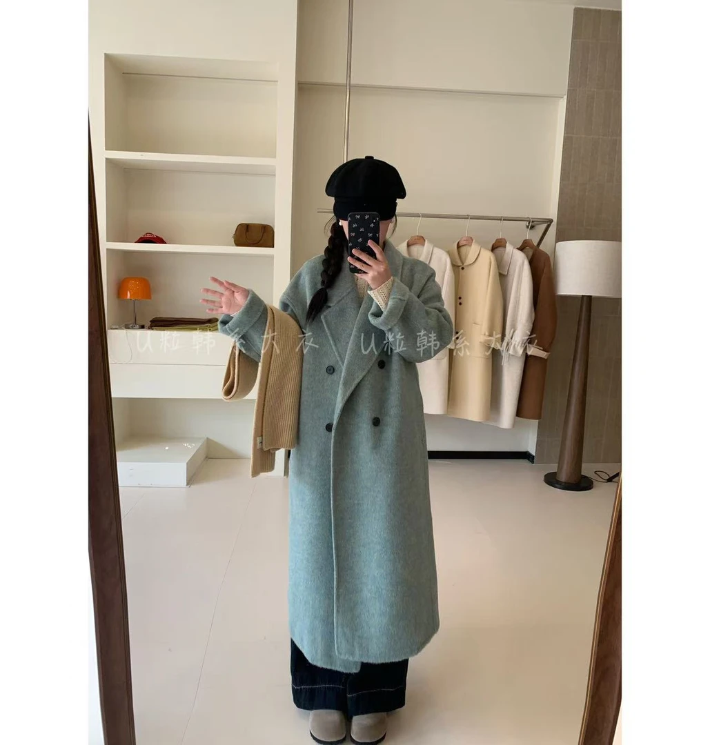 反季大促【斯嘉丽】双面呢羊毛大衣秋冬新款加长款宽松设计感女外套