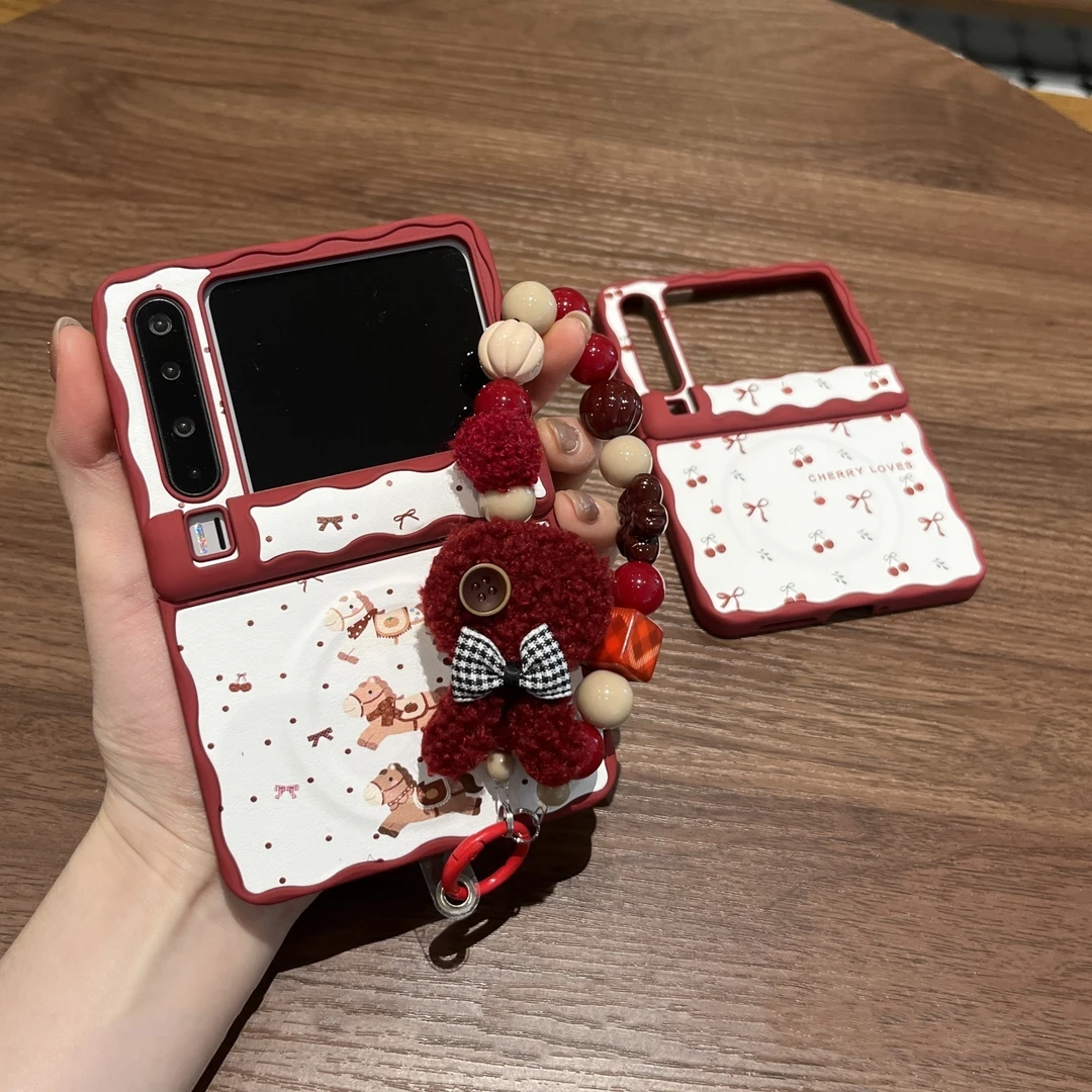 适用华为purax手机壳新款波浪蝴蝶结磁吸保护壳樱桃蝴蝶结小兔链