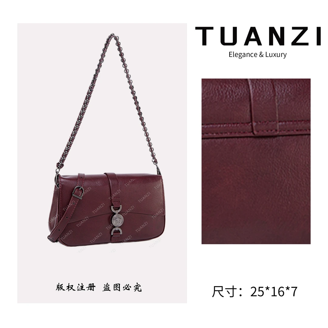 TUANZI『高端玩家』秋冬新款小众设计斜跨包 QYX-98061-浆果色