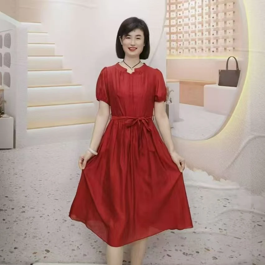 L070款气质时尚纯色夏季修身优雅显瘦连衣裙