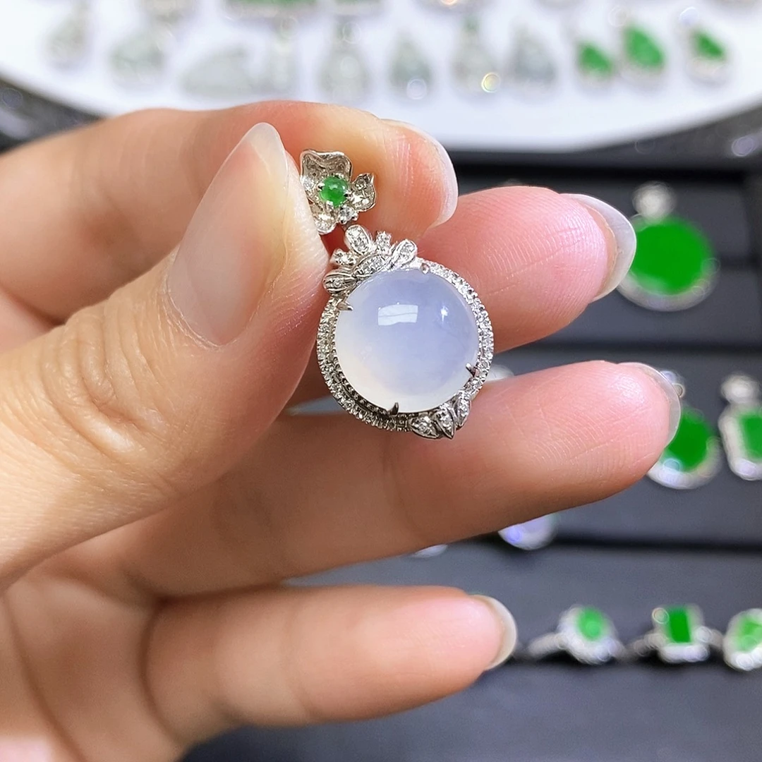 翡翠18K金镶嵌吊坠(不含链)