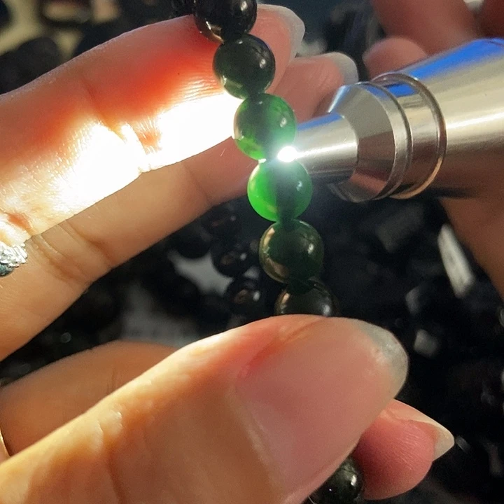 翡翠未镶嵌手链墨翠7