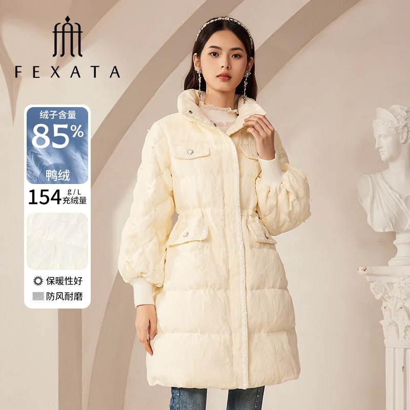 【媛媛女王严选】FEXATA斐格思加厚保暖羽绒服收腰复古中长款羽绒外