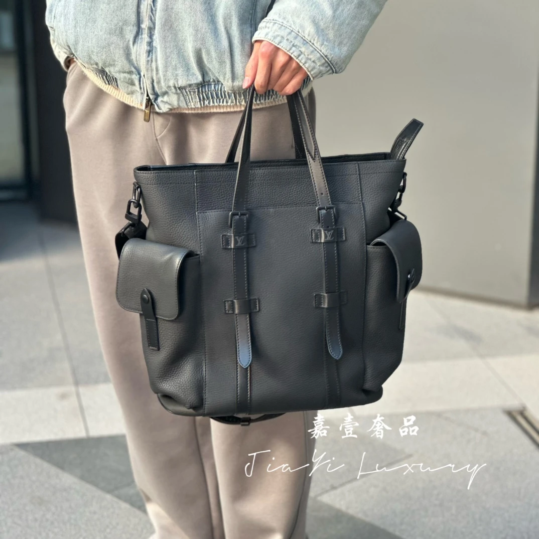 99新 LouisVuitton/路易威登 嘉壹(6549)Christopher黑色全皮托特