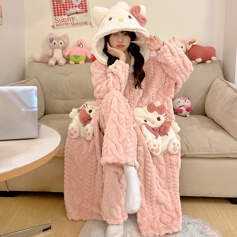 【绒版睡袍合集】新款睡袍女冬季珊瑚绒加厚长款卡通睡衣女款秋冬
